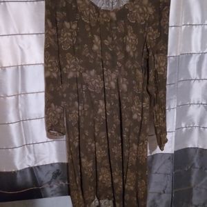 Brown floral mock dress sz PXL by Eddie Bauer